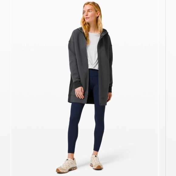 Lululemon In Orbit Graphite Grey Black Full Zip Oversized Jacket Size 6